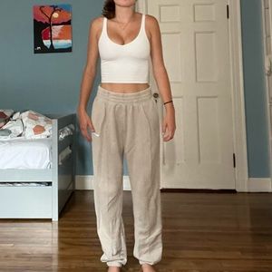 oversized beige sweatpants